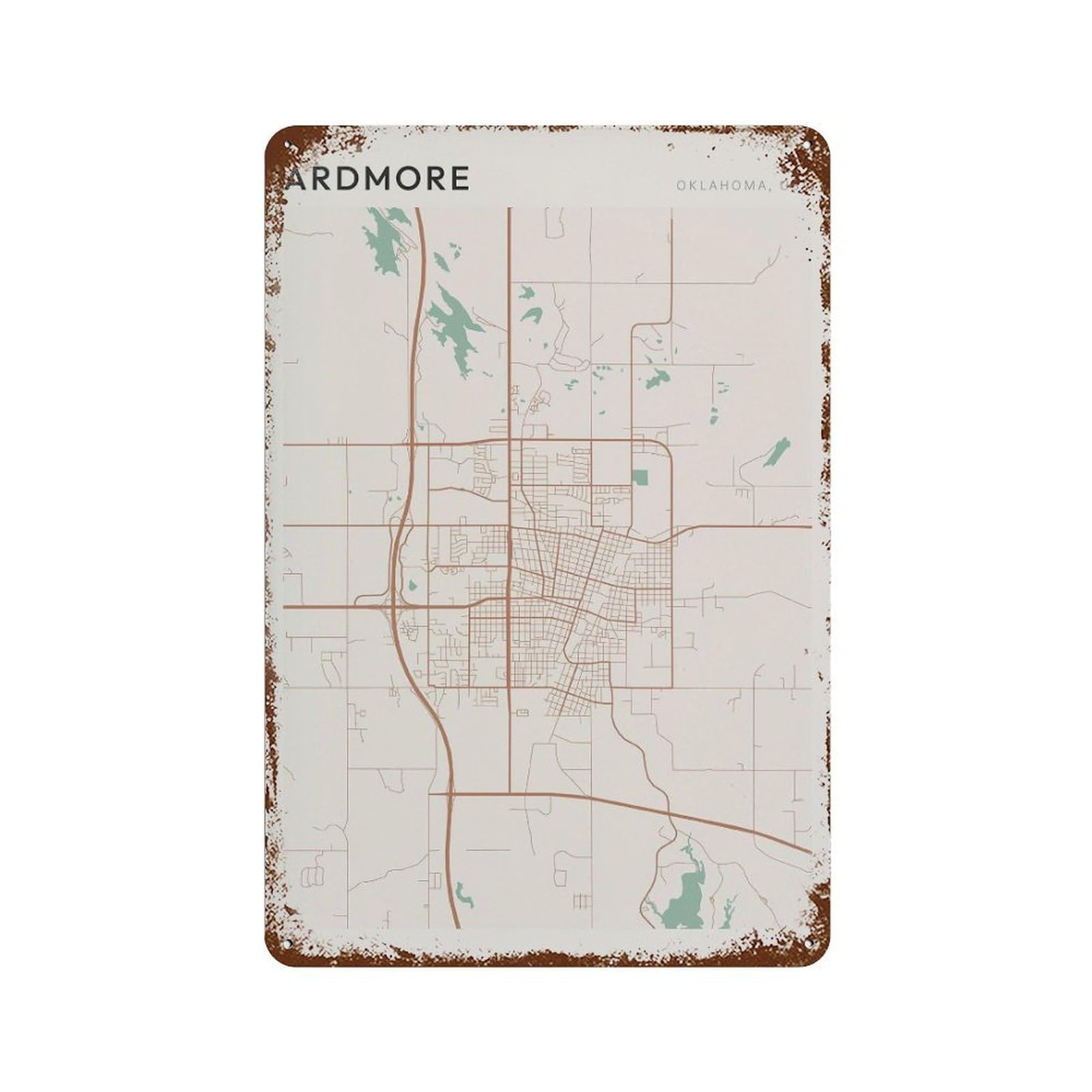 xiaoxiaoshen Ardmore Map Oklahoma Travel Gift Scandi (2) Wall Decor Art Metal Tin Poster Modern Home Decor Art Home Bar Shop Decorations Vintage Sign 30x20cm