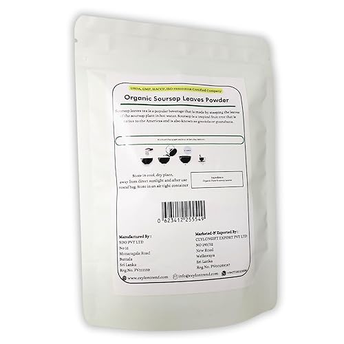 Miniatura 2 de Polvo de hojas de guanábana orgánica  Polvo de hoja de graviola para té  Infusión y cocción  Cosechado de la granja de Ceilán  Utilizado para