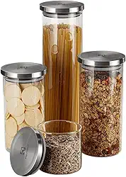 Potes Herméticos Porta-Mantimentos com Tampa de Inox Electrolux - 4 unidades