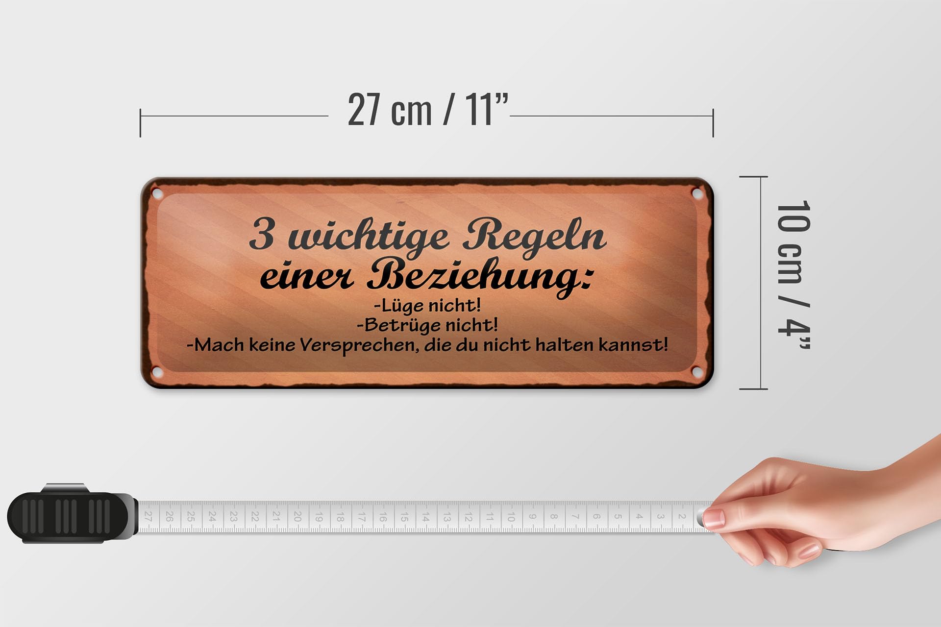 Femer Targa in metallo con scritta in lingua tedesca, 46 x 10 cm
