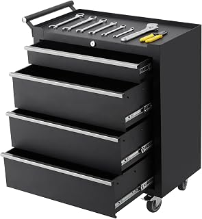 4-Drawer Tool Chest Cabinet with Wheels, Rolling Metal Tool Cart with Sliding Drawers and Protective Liner for Garage, Workshop