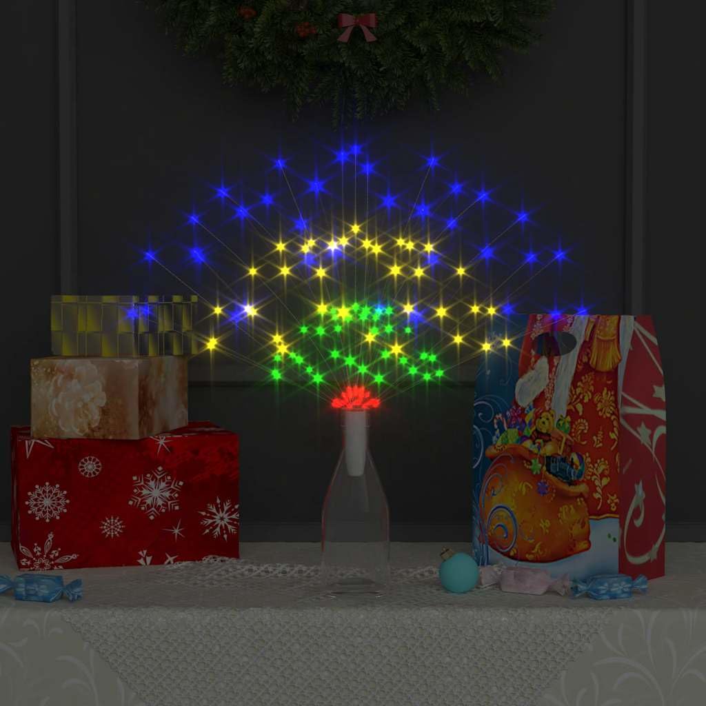 Feuerwerkslichter 2 STK. Mehrfarbig 20 cm Kupferdraht Lichterkette mit 280 LEDs für Weihnachtsdeko Innenbereich Außenbereich Balkon Garten mit Fernbedienung und 8 Lichteffekten