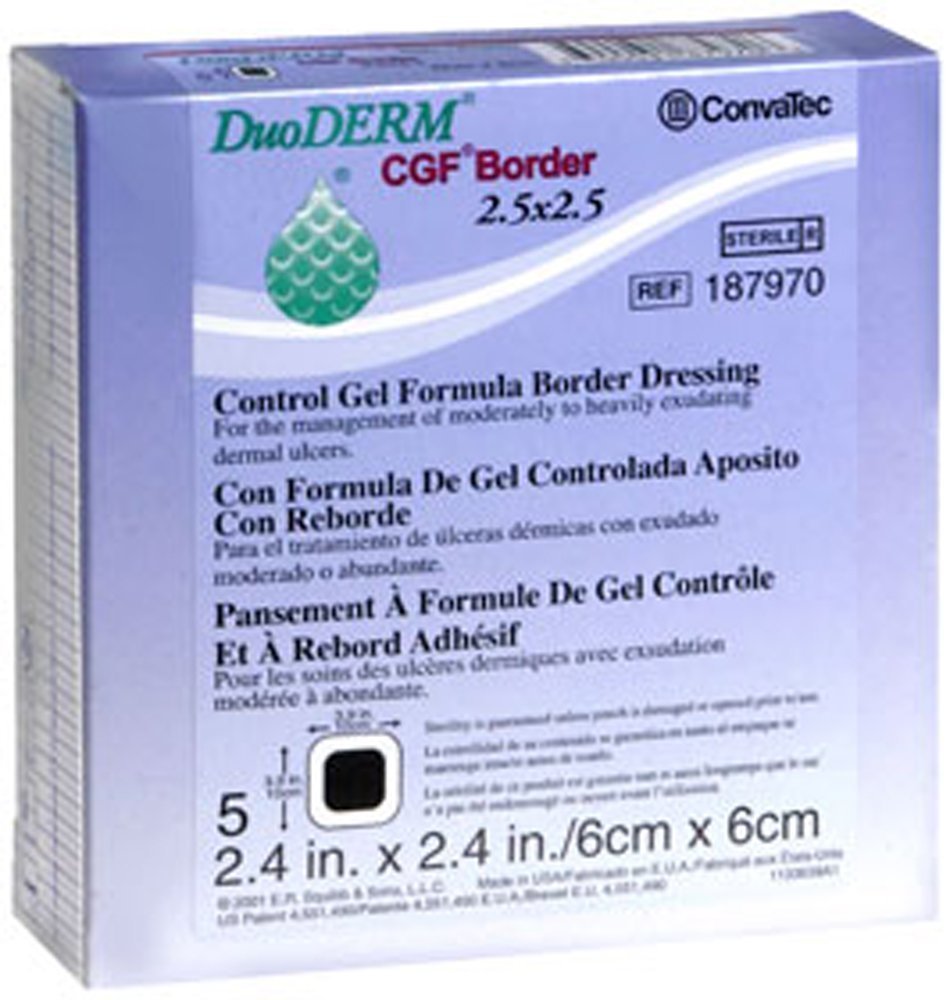 ConvaTec DuoDERM CGF Border Dressing - 2.4 inch x 2.4 inch - 187970 - Box of 5