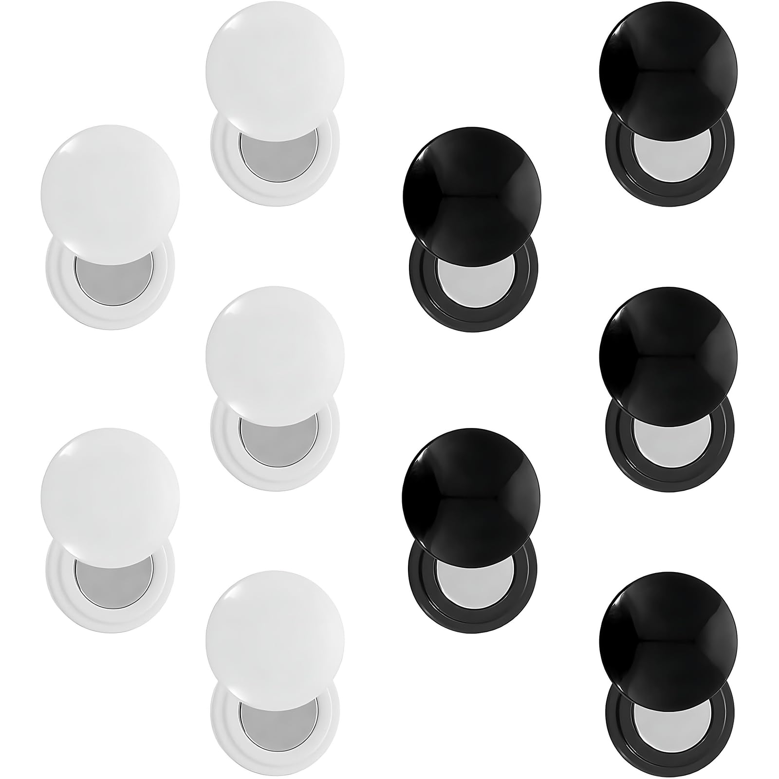 Terilamy 10 Pairs Magnetic Race Bib Clips, Running Bib Magnets for Runners, Fixing Bib Holder Marathon Race Number Board for Runners Field Run Supplies (White Black)