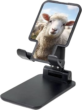 Cell Phone Stand Holder for Desk Angle Height Adjustable Cell Phone Holder Foldable Cellphone Cradle Dock Cute Sheep Lamb Desktop Phone Stand Compatible with All Mobile Phones