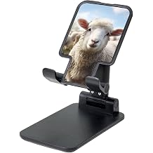Cell Phone Stand Holder for Desk Angle Height Adjustable Cell Phone Holder Foldable Cellphone Cradle Dock Cute Sheep Lamb Desktop Phone Stand Compatible with All Mobile Phones