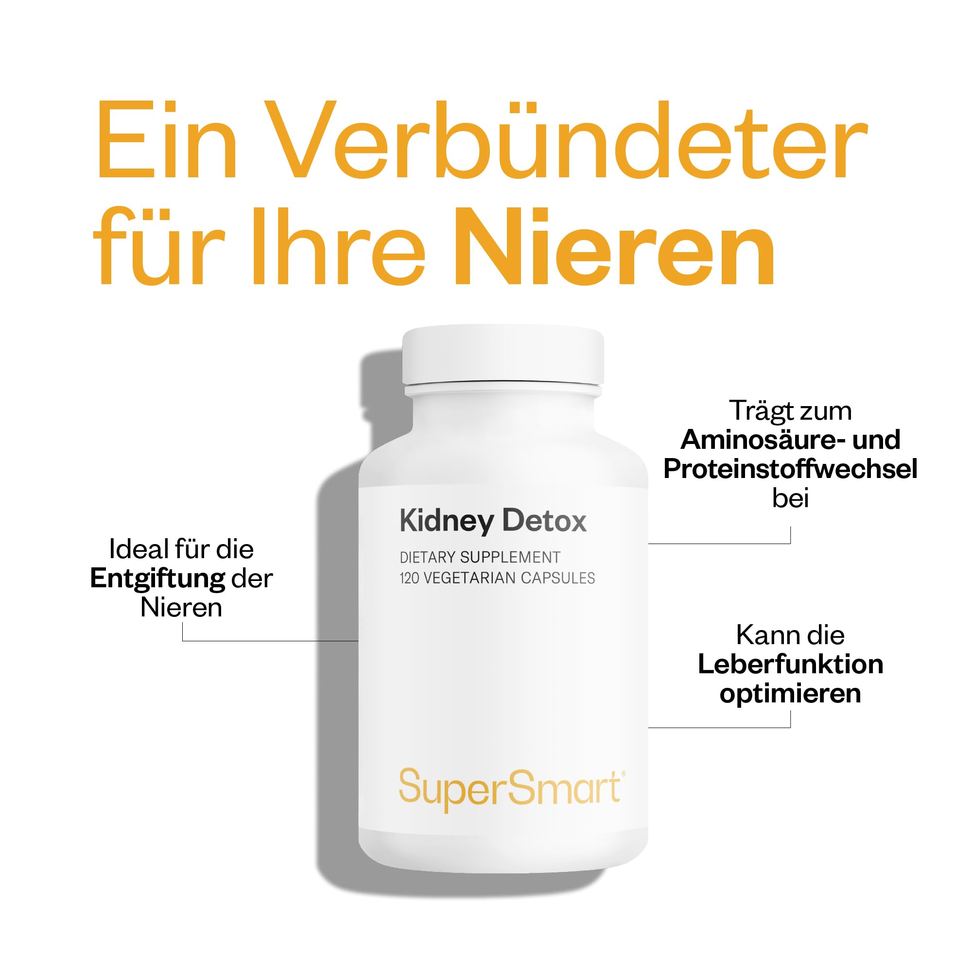 Supersmart - Kidney Detox Formula - Phyllanthus-Niruri-Extrakt hilft gegen Nierensteine | Nicht GVO und glutenfrei - 120 vegetarische Kapseln