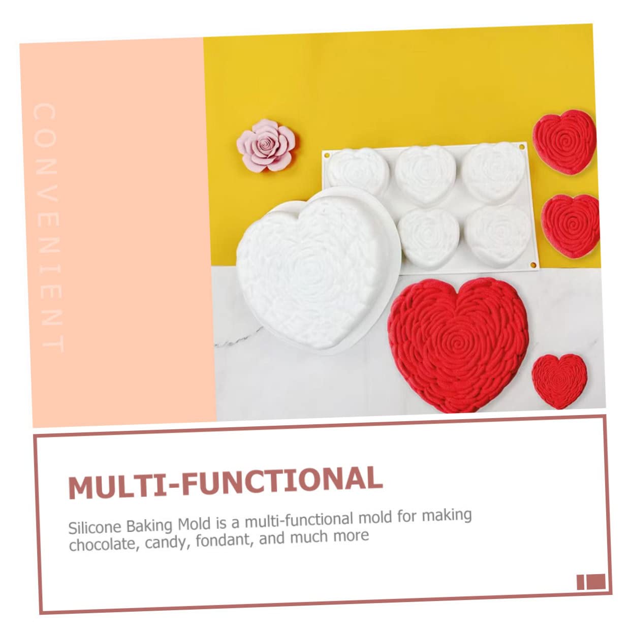 Alipis 4 Pièces moule rose d'amour Poêle en forme de Pâtisserie cube moule à gâteau moule cupcake moule à cupcake moules à chocolat en silicone moule de cuisson en silicone Gel de silice