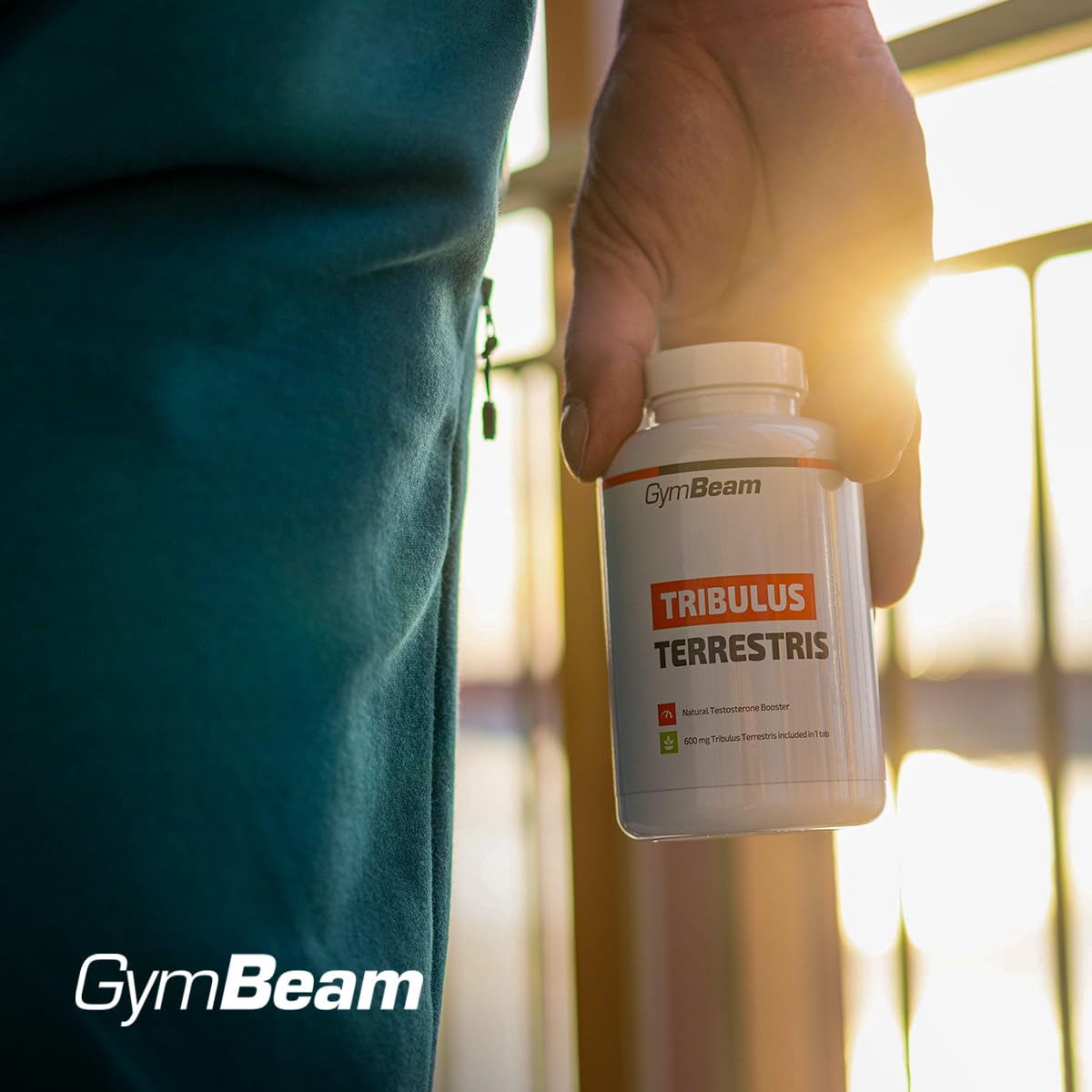 GymBeam Tribulus Terrestris Estratto Potente - un Aiuto a Favore del Testosterone, 1200mg per Dose, per l'Uomo, 90% di Saponine Steroidee, Aumenta Forza e Prestazioni Atletiche (120 tab)