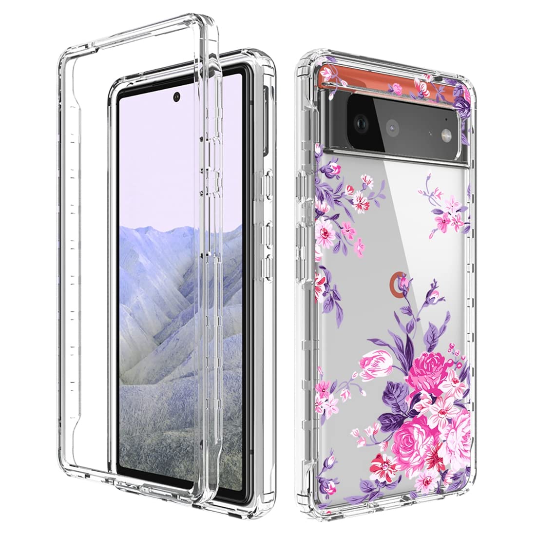 Coque Pixel 6 Pro antichoc silicone transparent fleur rose G8VOU - 8