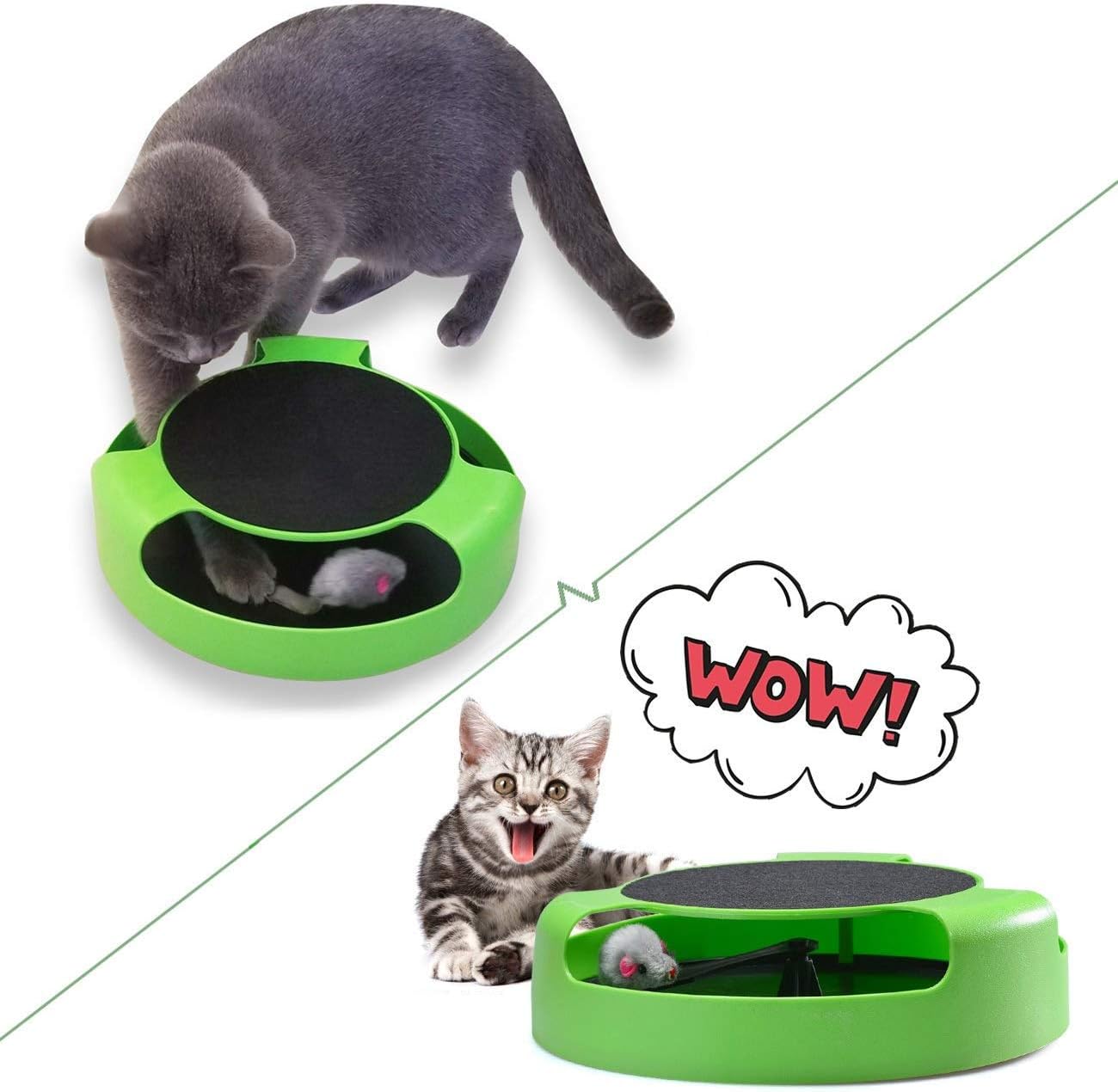 bingx Pet Supplies Green Shadowless Mouse Turntable Pet Toy Cat Play Board Crazy Cat Scratching Cat Toy