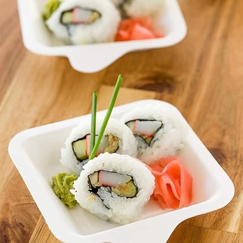 Miniatura 3 de Plato de degustación de bagazo pequeño, mini plato de degustación, duradero, totalmente natural, biodegradable, material desechable, 4 x 5 pulgadas,