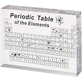 SnyBoo Periodic Table with Real Elements 83 Acrylic Elements Gift for Students and Chemists Periodic Table Display Gift for Teachers Students Decoration