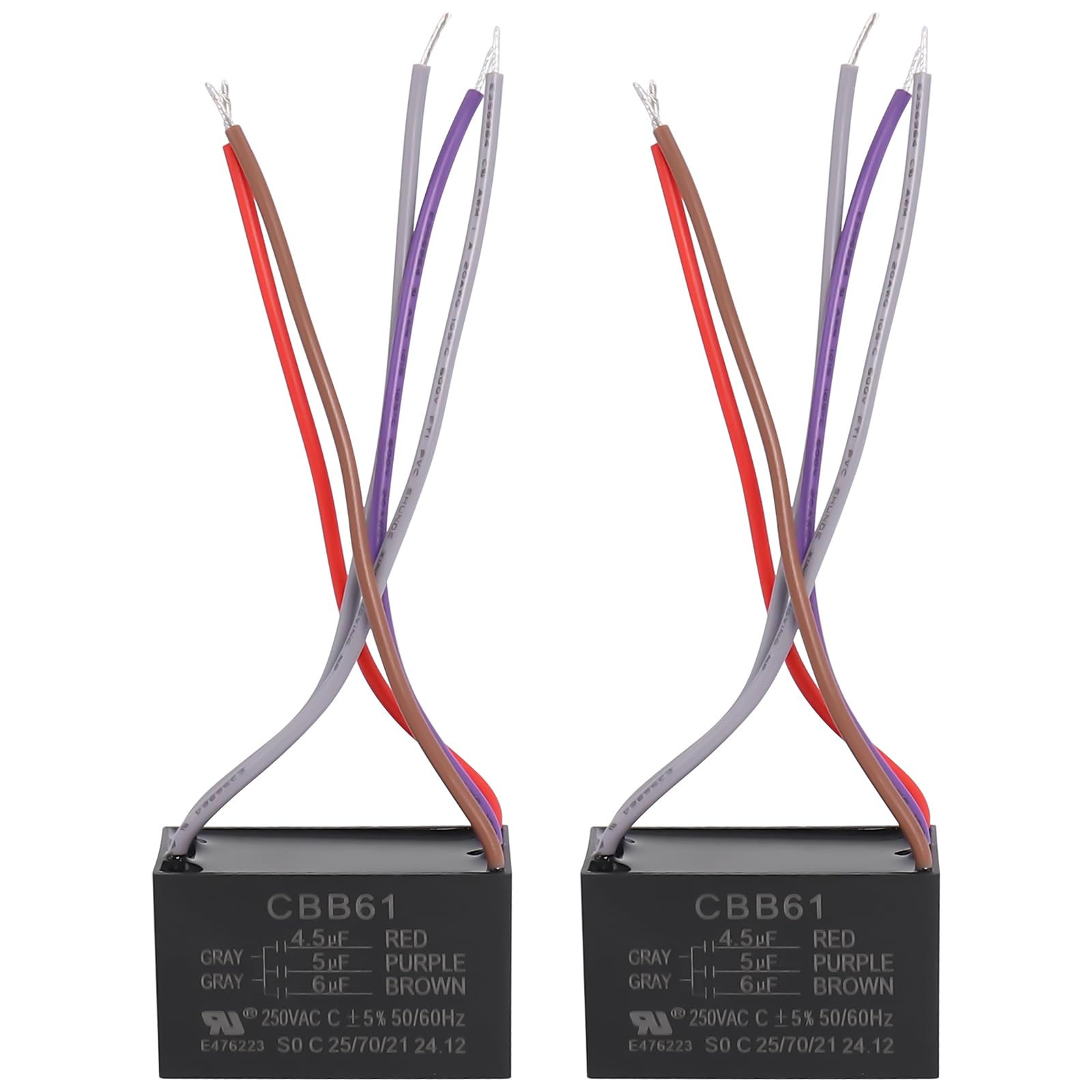Podoy Ceiling Fan Capacitor CBB61 5 Wire for compatible with New Tech 4.5uf+5uf+6uf 250VAC (Pack of 2)