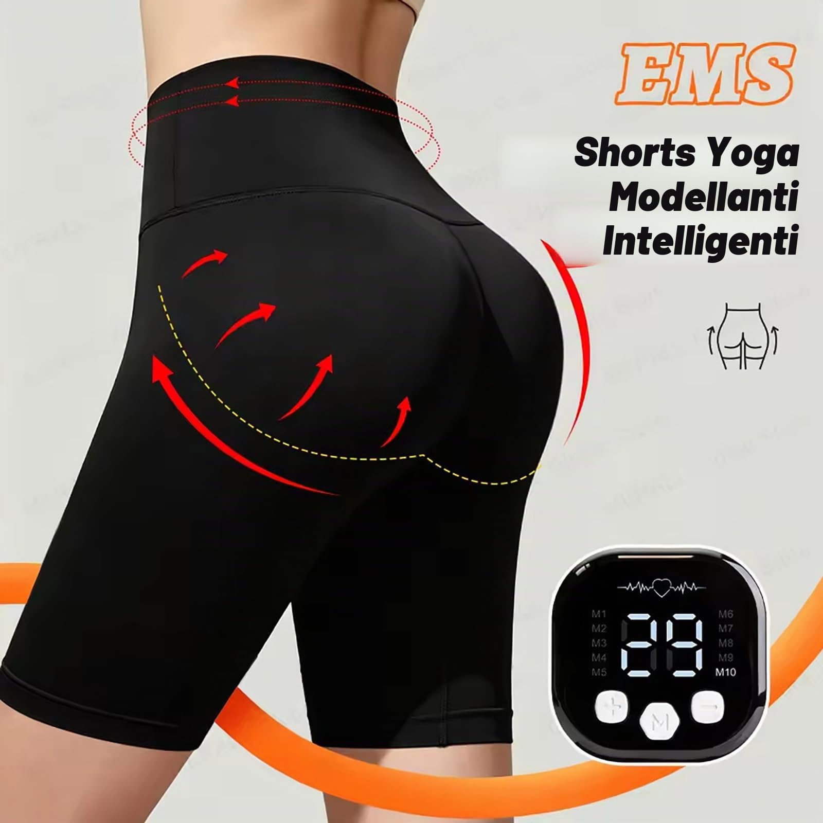 Generico Pantaloni da Fitness EMS Pulse, Leggings Intelligenti EMS per Attivare i Muscoli di Glutei, Fianchi e Cosce, Sollevamento Fianchi, Adatti per Yoga, Pilates, Corsa e Fitness
