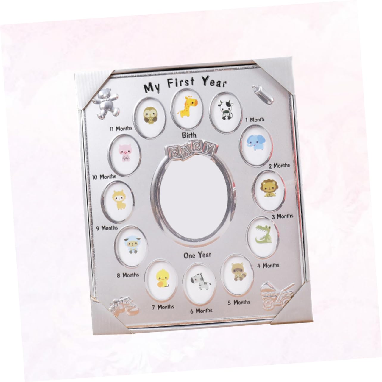 My First Year zum Ersten Geburtstag Bilderrahmen aus Metall für Babys Zufälliger Stil mit Stabilem Stand als Babyfotorahmen für Zuhause und Geschenk