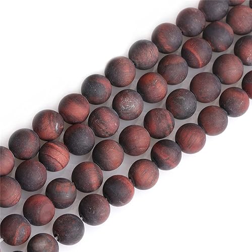 JOE FOREMAN Cuentas de ojo de tigre rojo natural de 0.315 pulgadas (0.315 in), piedras preciosas semipreciosas, redondas, esmeriladas, mate, cuentas
