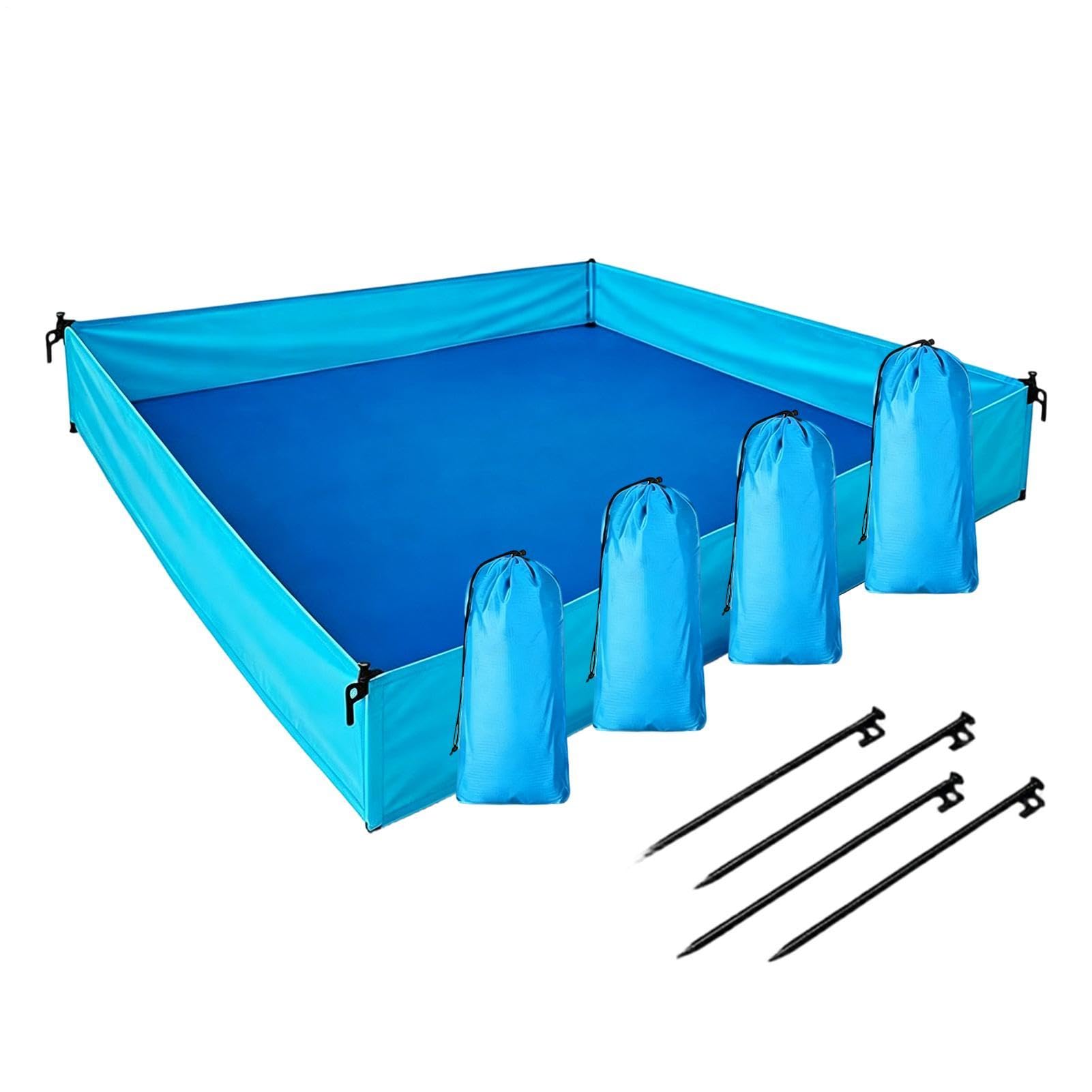 Gcerfby Waterproof Beach Blanket, With Side Walls 4 Sandbags And Stakes, 185x145x25cm, Portable Sand Free Picnic Mat, Secure Anchoring, For Travel Camping Outdoor Park Patio