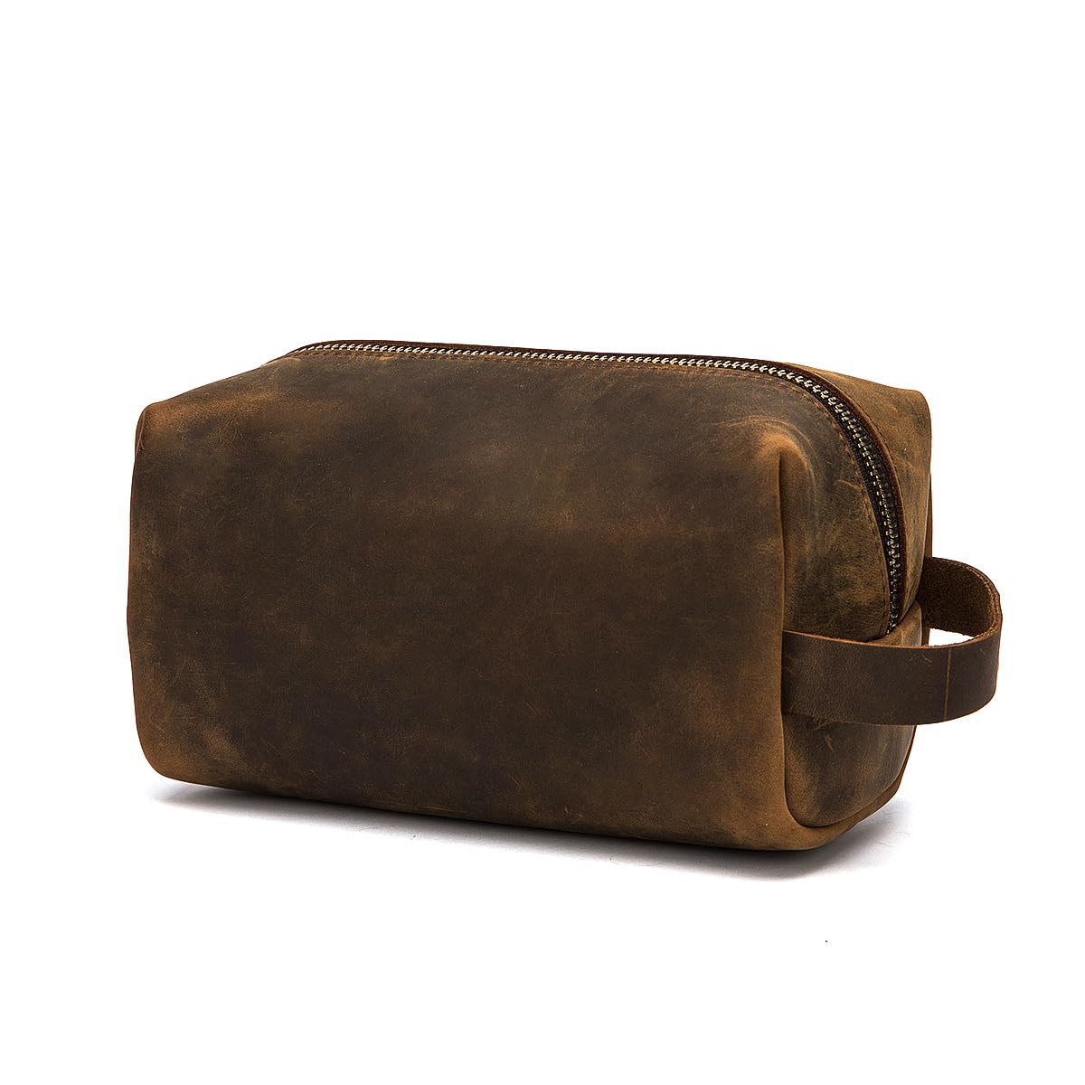 Neceser unisex de cuero de primera calidad, organizador de neceser, elegante forro impermeable, kit unisex vintage, resistente al agua, estuche de cosméticos DOPP SD 064, Café, Bolsa