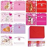 30 Sets Valentine's Day Cards Pet Dog Cat Rabbit Greeting Cards Scratch & Sniff Valentine Cards with...