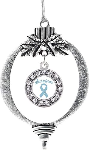 Miniatura 25 de Inspired Silver - My Vintage Initials - Adorno con dije de letra V - Adornos navideños de círculo plateado con joyas de circonita cúbica