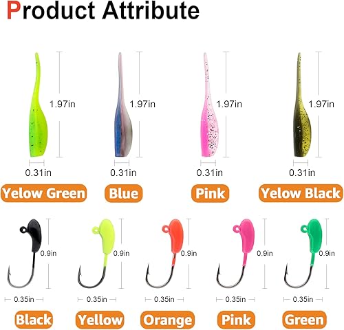 Miniatura 5 de Lilureena Kit de señuelos de pesca de gusano, juego de señuelos de plástico suave con anzuelos de pesca, cebos de pesca, mini gusano Senko para