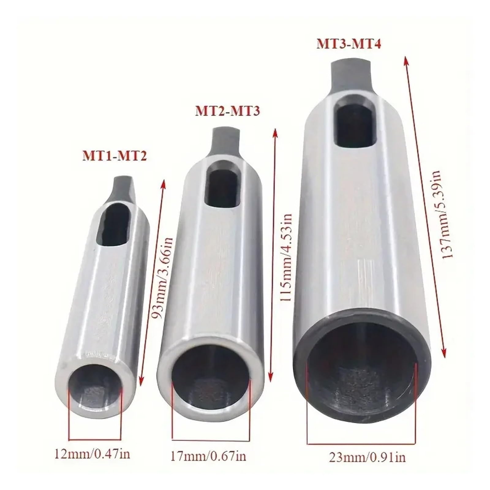 Morse adapter stożkowy 4 szt. / 1 zestaw adapter Morse stożek tulejka do redukcji wierteł stożkowych adapter (MT5-MT2)