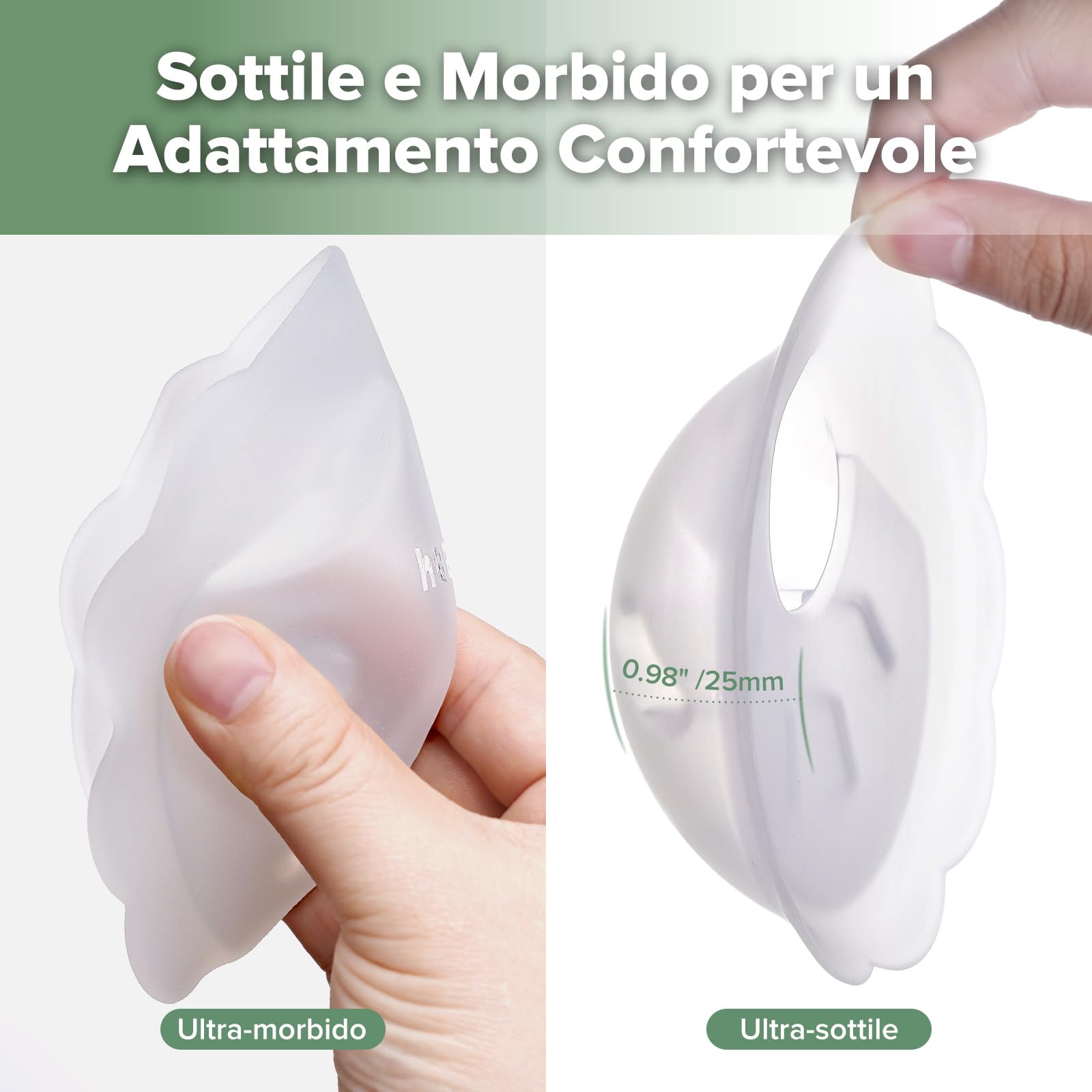 haakaa Petal Soft - Contenitore per la raccolta del latte materno discreto, a prova di perdite, coppe riutilizzabili per il seno, per l'allattamento al seno con spazzola per la pulizia, 2 pezzi