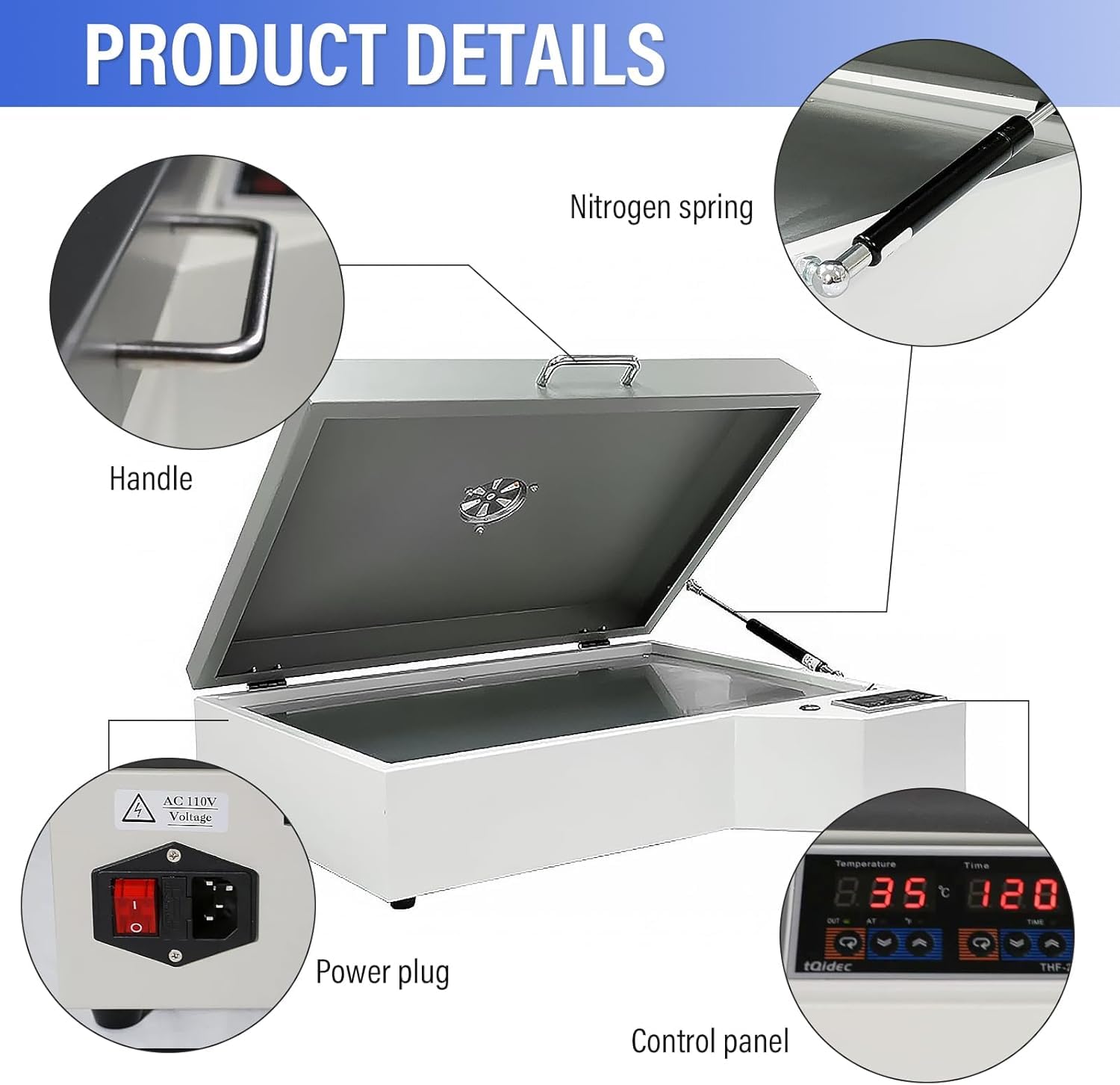 Forno DTF Asciugatore Riscaldatore per Stampanti DTF A3 A4, Regolazione Temperatura 0-300℃ e Timer 0-999S, Forno di Stampaggio a Caldo Accessorio Professionale