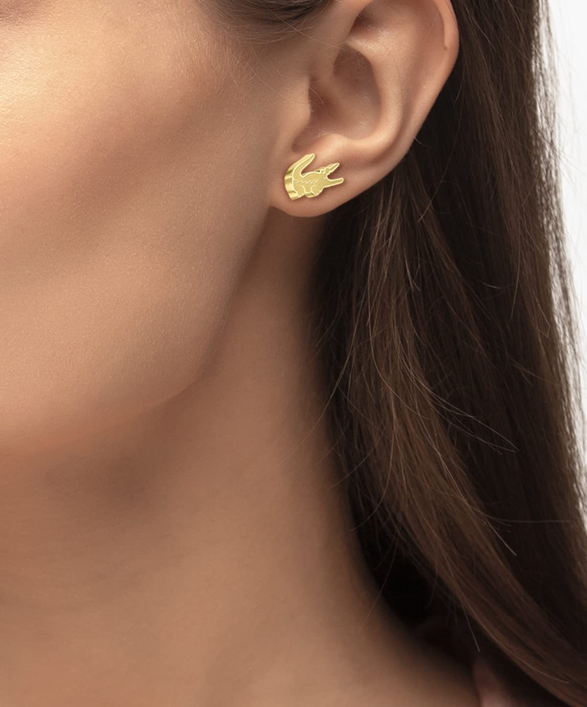 Lacoste Pendientes de botón para Mujer Colección CROCODILE disponibles en Color Plata, Oro Amarillo o Oro Rosa