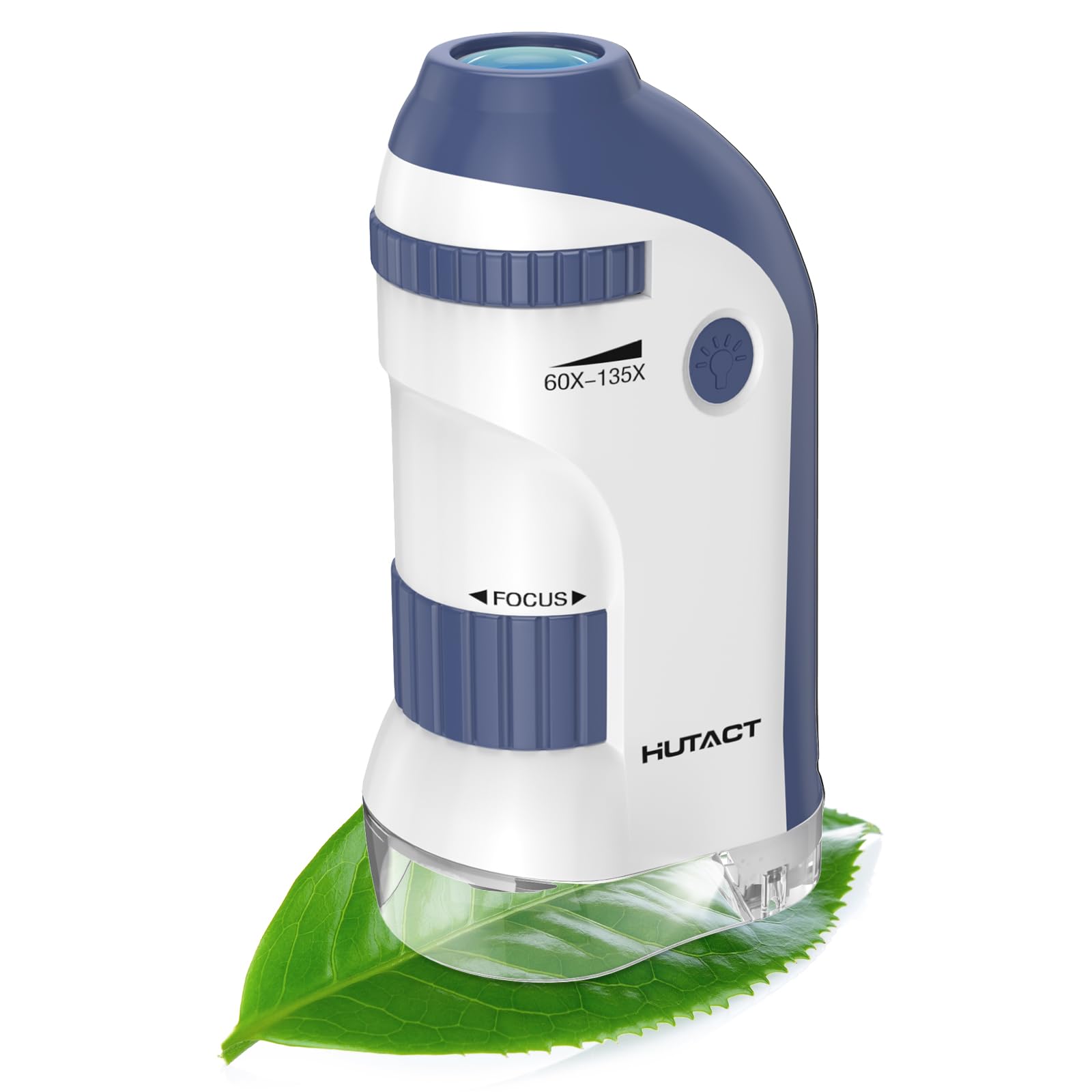 Microscopio Tascabile con Set di Vetrini: 60x-135x Microscopia Mini a LED Microscopio Portatile Bambini Regalo Educativo per Studenti Adulti Osservazione Microbiologica - blu