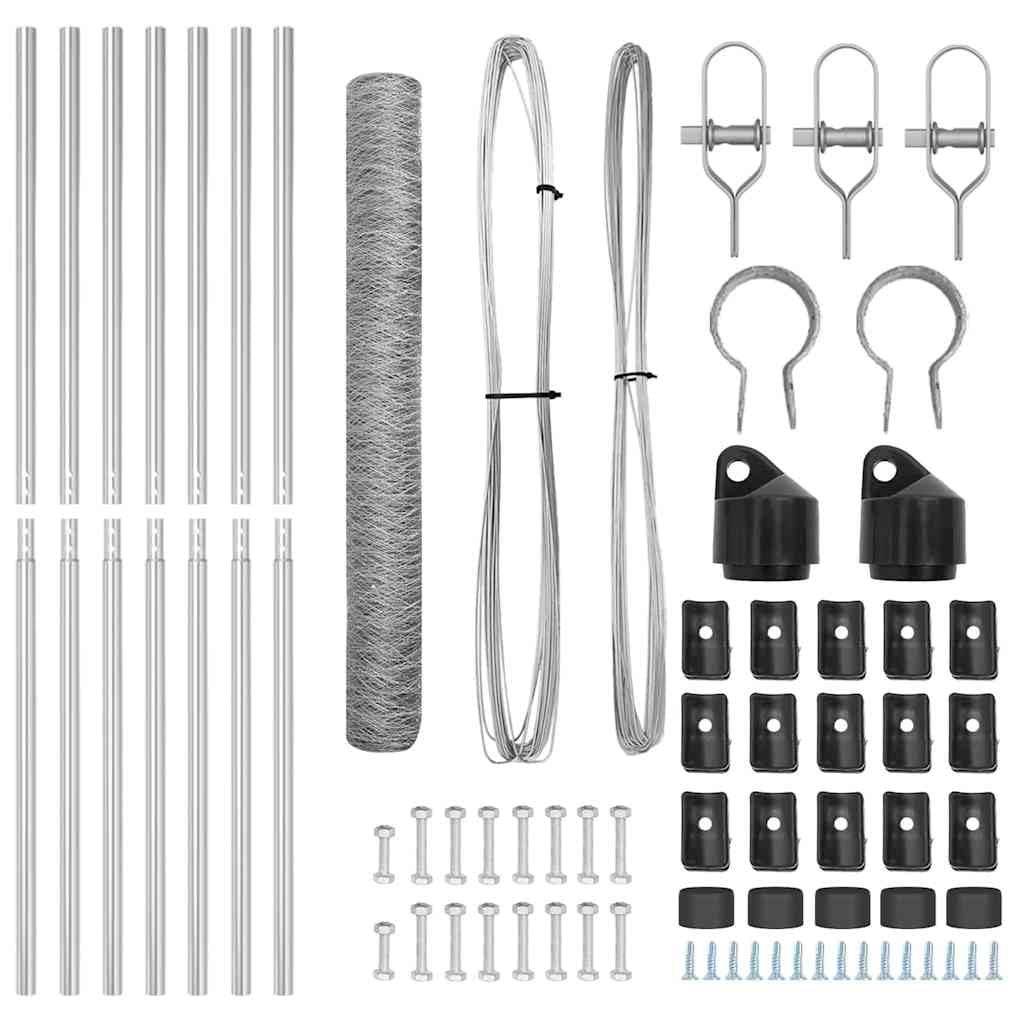 Recinzione da Giardino Con Pali in Acciaio Rivestito in PVC, 1 x 10 m, Argento, Resistente Alle Intemperie, Facile da Montare, Per Privacy e Sicurezza