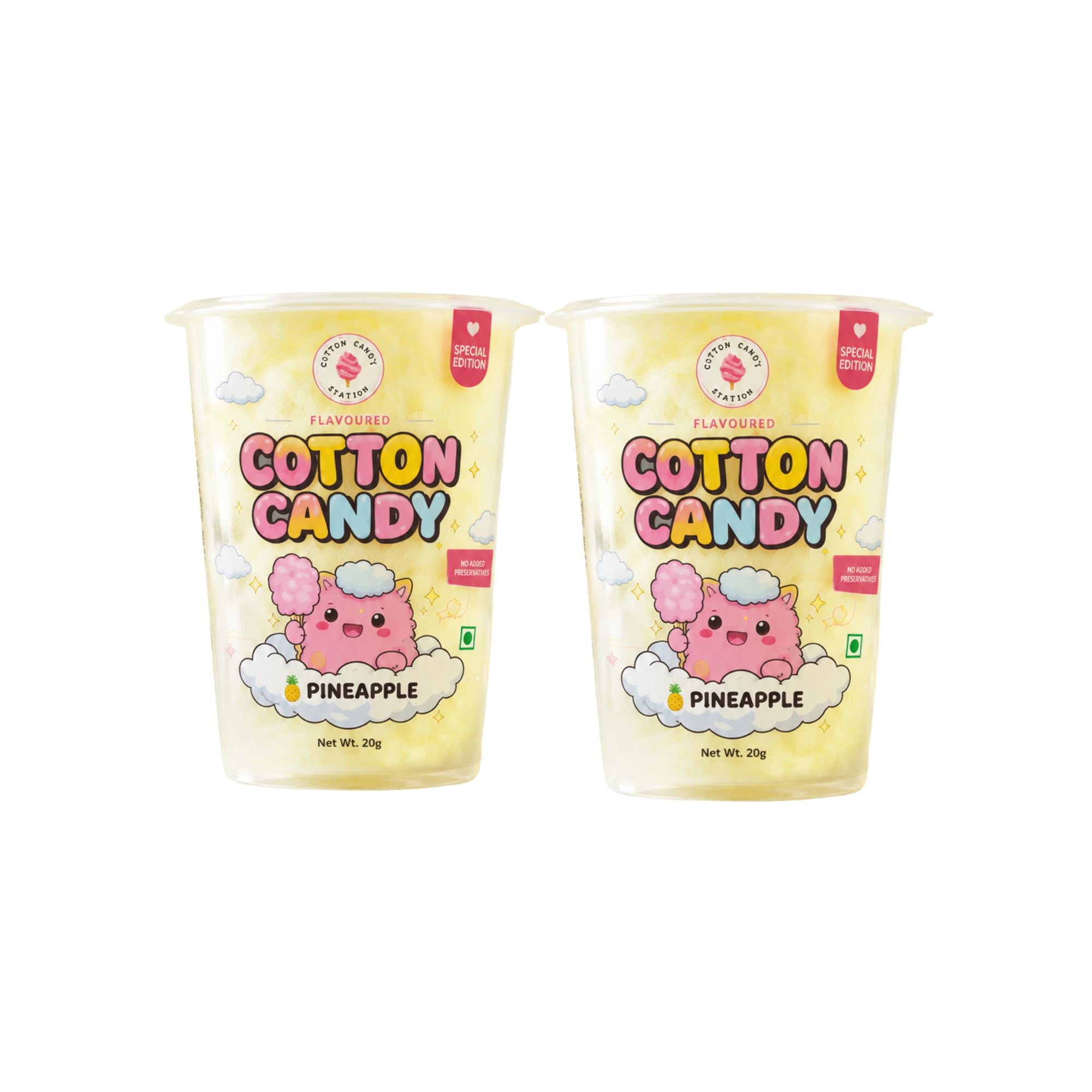 Cotton Candy Pineapple Flavour - 20G (Pack Of 2) | Light | Vegan | Perfect for Parties | Birthday Parties/Weddings/Festivals/Baby Showers/Corporate Events | 100% Safe | No Added Preservatives-image-47