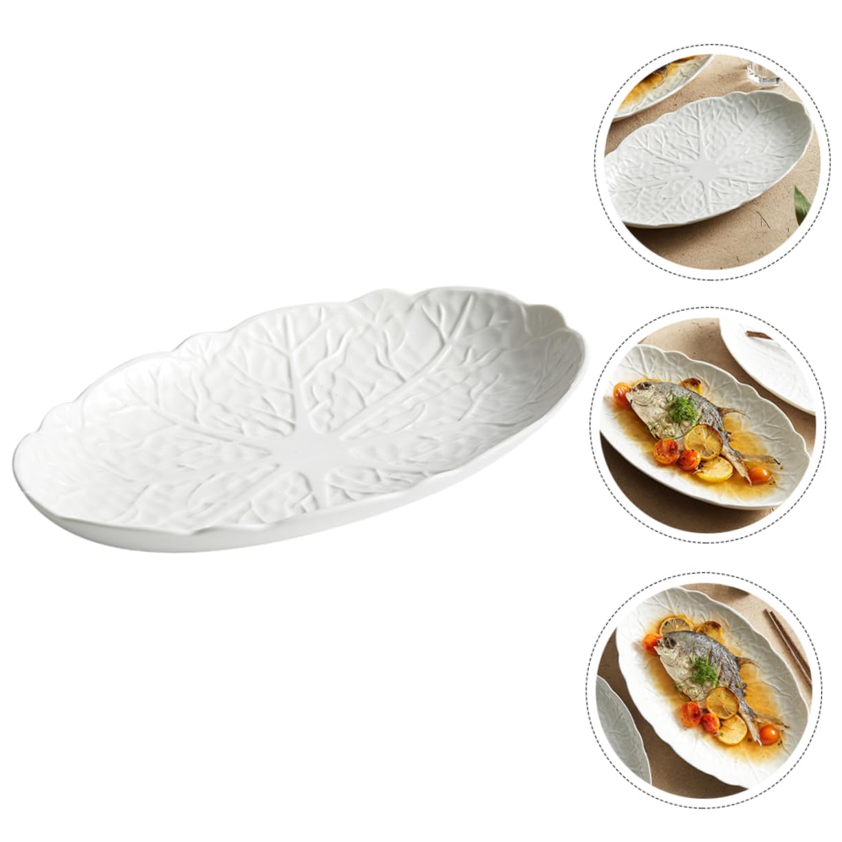 Piatto da Pesce in Ceramica Bianco, per Antipasti, Ristorante