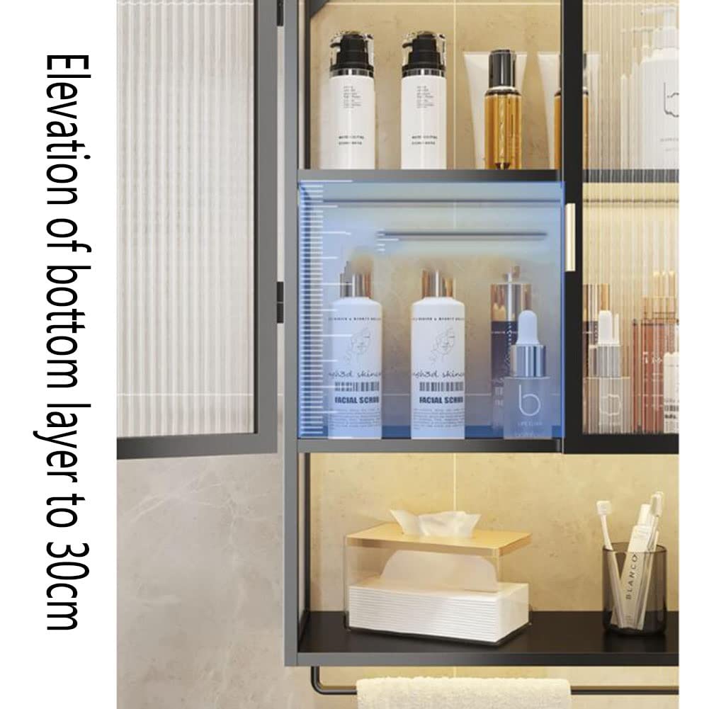 JUN - Armadietto da bagno a parete, senza trapano, organizer salvaspazio per bagno, lavanderia e cucina, con barra per asciugamani, elegante contenitore nero (40 x 14,5 x 70 cm)