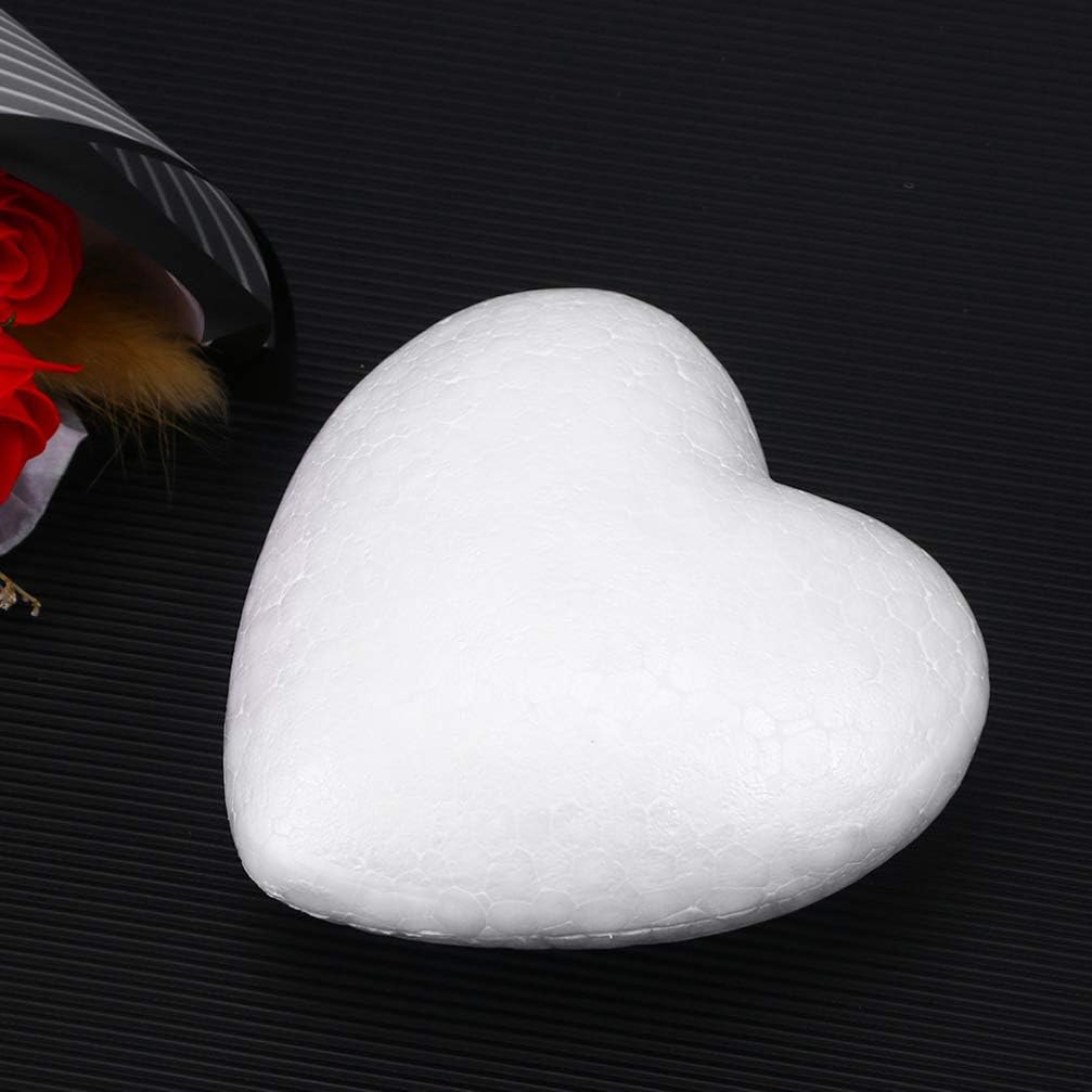Amosfun 16.5cm Craft Foam Heart White Foam Balls Heart Shape Christmas Craft Ball Polystyrene Foam Shape Craft Modeling Flower Arrangements Wedding Decorations 4pcs