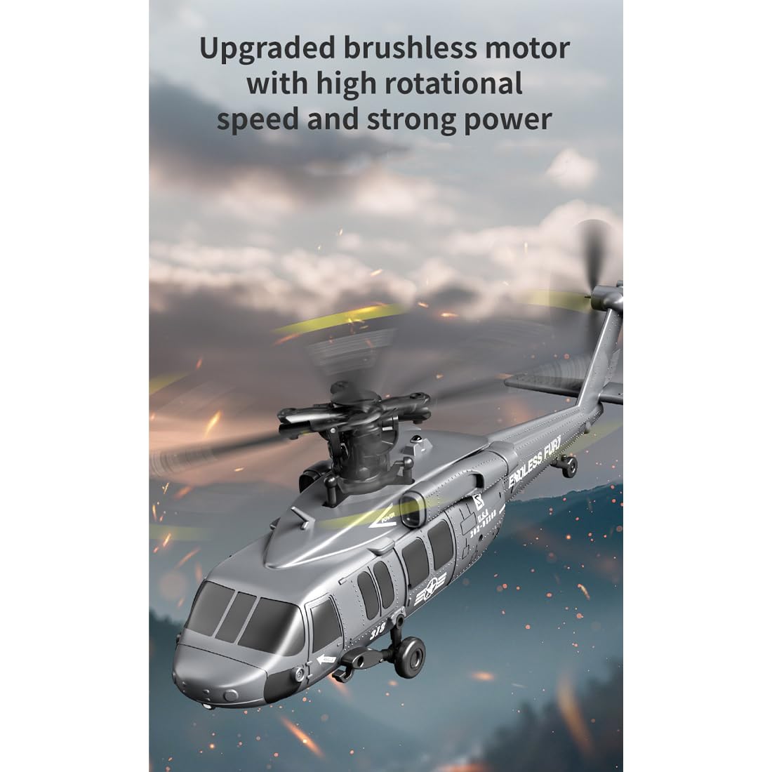 UH-60 Elicottero telecomandato per adulti, 2.4G 5CH Flybarless RC elicottero con volo invertito con una chiave, mantenimento dell'altitudine barometrica e posizionamento del flusso ottico, regali per
