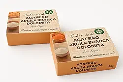Kit 02 Sabonetes Para Foliculite e Clareamento de Dolomita, Açafrão e Argila Branca 90g