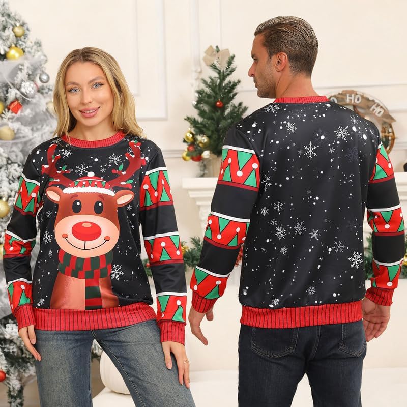Ugly Christmas Sweatshirts for Women Men,Ugliest Unisex Womens Mens Sweatshirt,Funny Novelty Xmas Deer Sweater Shirt - Image 5