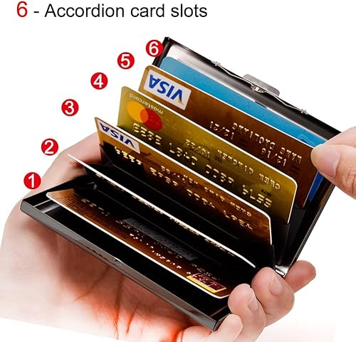 Miniatura 6 de Tarjetero de metal RFID para tarjetas de crédito, cartera para tarjetas de visita para mujeres y hombres, Gris, Tarjetero delgado