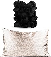 Vista 1 de Kitsch Funda de almohada de satén para cabello y piel, y coleteros de satén para mujeres con descuento