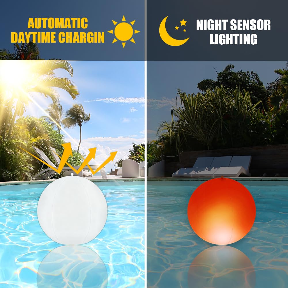 2 luci galleggianti a energia solare per piscina, impermeabilità IP68, 16 RGB che cambia colore, per esterni, giardino, prato, patio