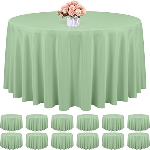 Miniatura 156 de Paquete de 4 manteles redondos blancos de 120 pulgadas – Mantel circular de poliéster para mesa redonda, resistente a las manchas y a las arrugas
