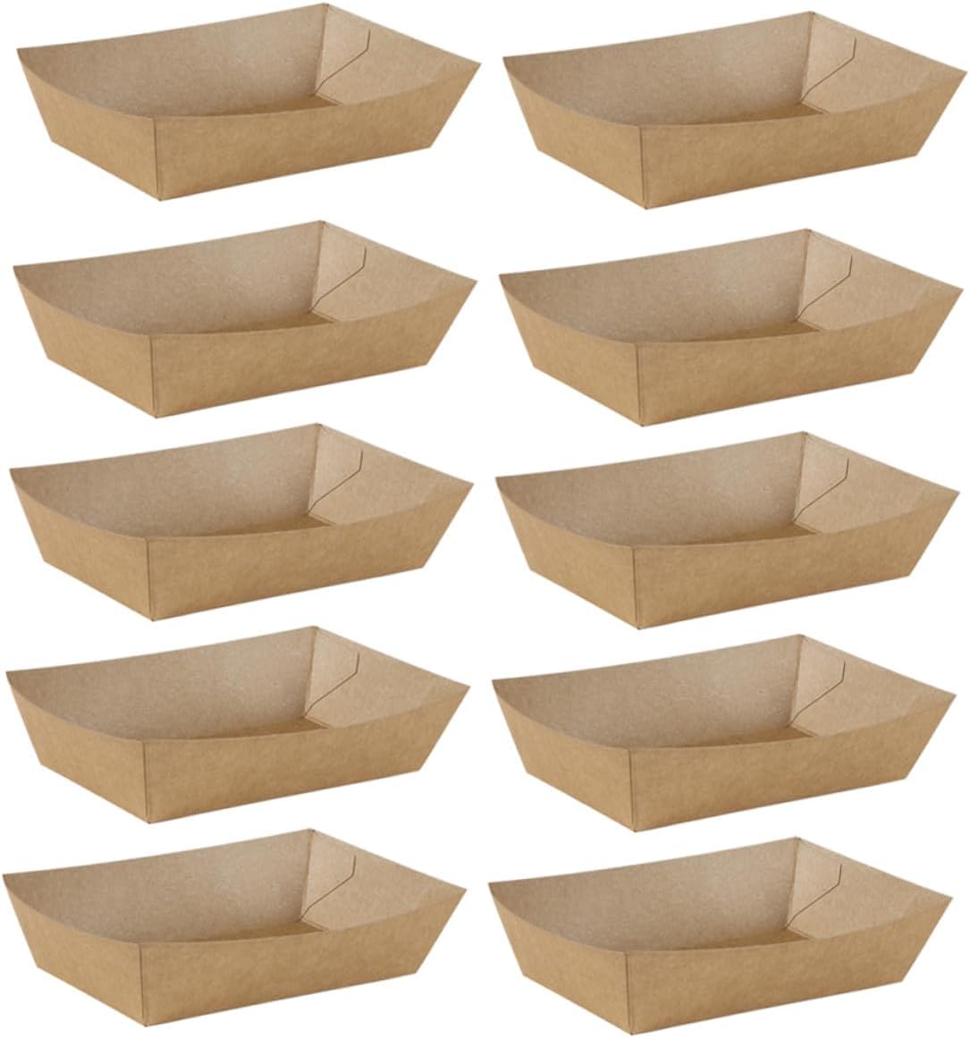 100pcs Kraft Paper Oil Proof Food Boxes, Disposable Fried Snack Containers for Takeout, French Fries and Fried Chicken Holders, Grease-resistant Food Packaging for Catering