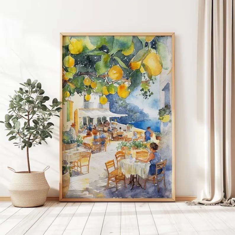 Cuadro de Positano con marco interno para tapar imperfecciones de la pared 2
