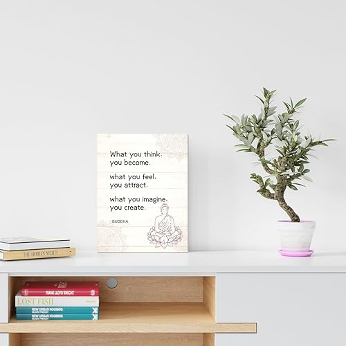Miniatura 7 de Lienzo decorativo de Buda, con texto en inglés What You Think You Become Buddhist Quote Buddhist, póster impreso para decoración budista para el