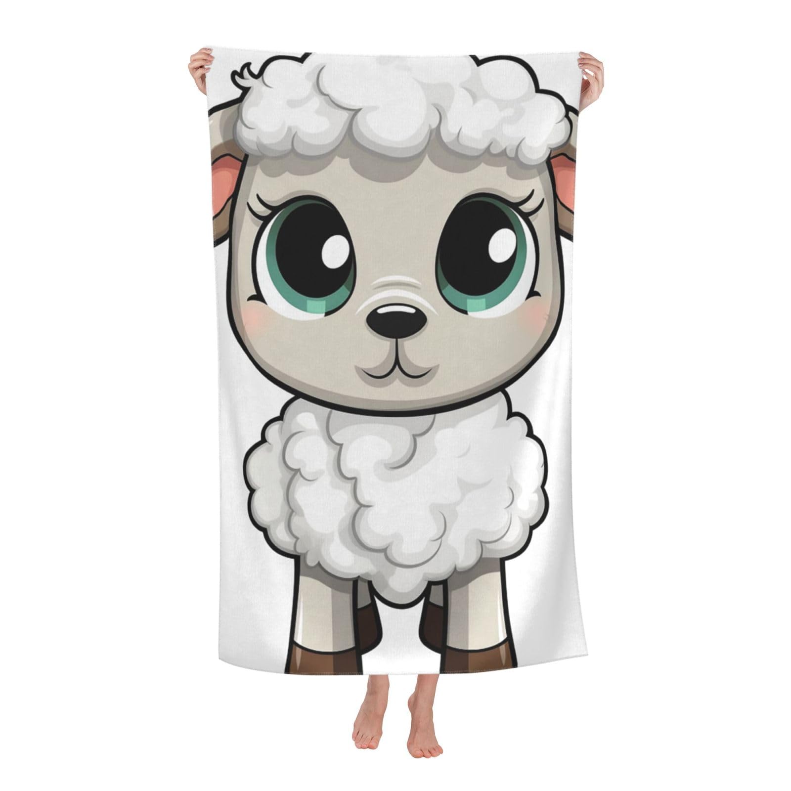 FodPand Lamb Beach Towel Oversized 52 x 32 in Sand Free Pool Swim Towels for Adult Travel Blanket Lightweight Quick Dry Absorbent Bath Towels Cruise Vacation Accessories
