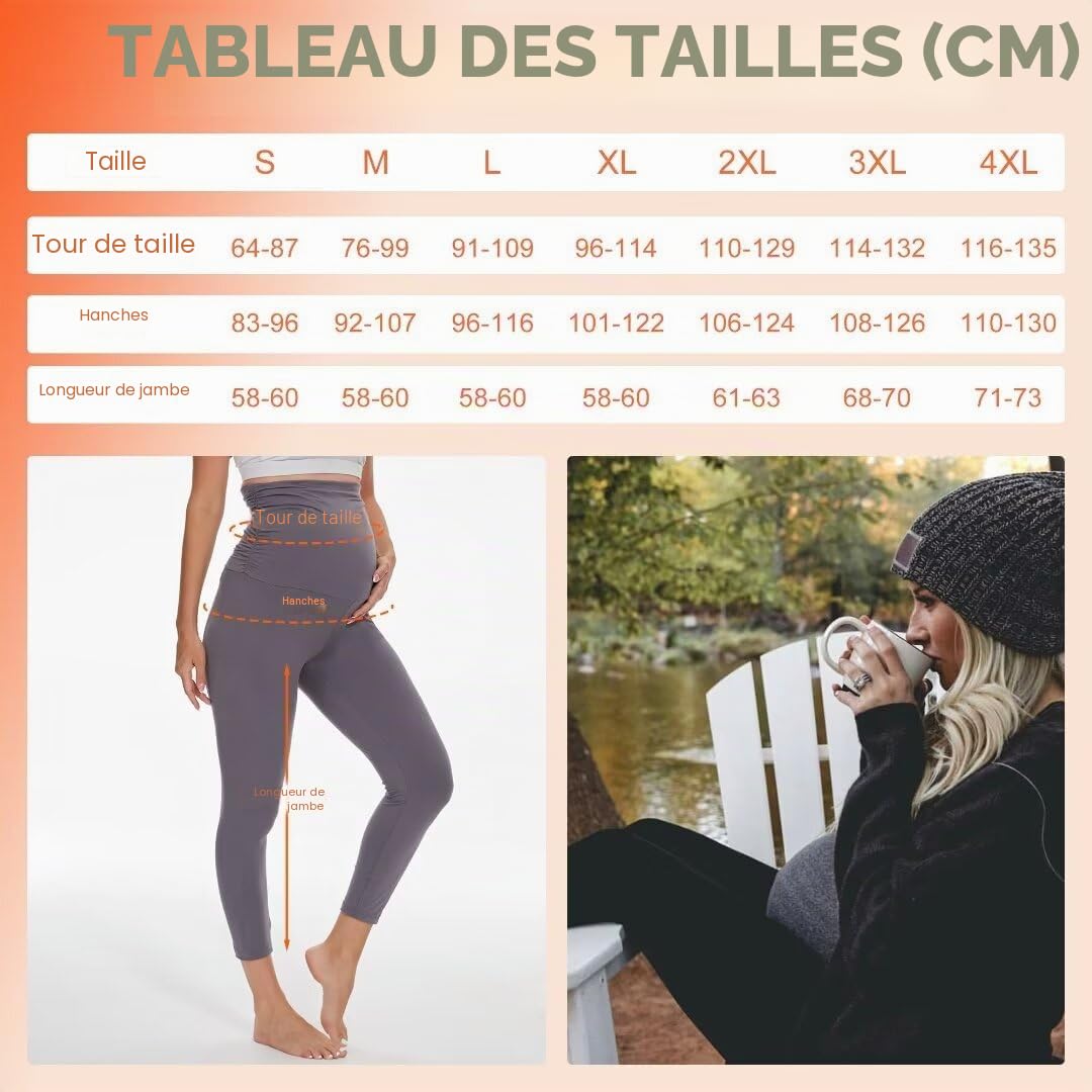 QGGQDD Legging de grossesse thermique pour femme - Taille haute - Legging chaud de grossesse - Hiver - Pour la maison, le sport