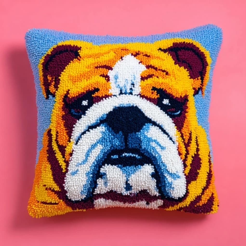 AxiangziK DIY Latch Hook Pillow Set 43x43cm,English Bulldog