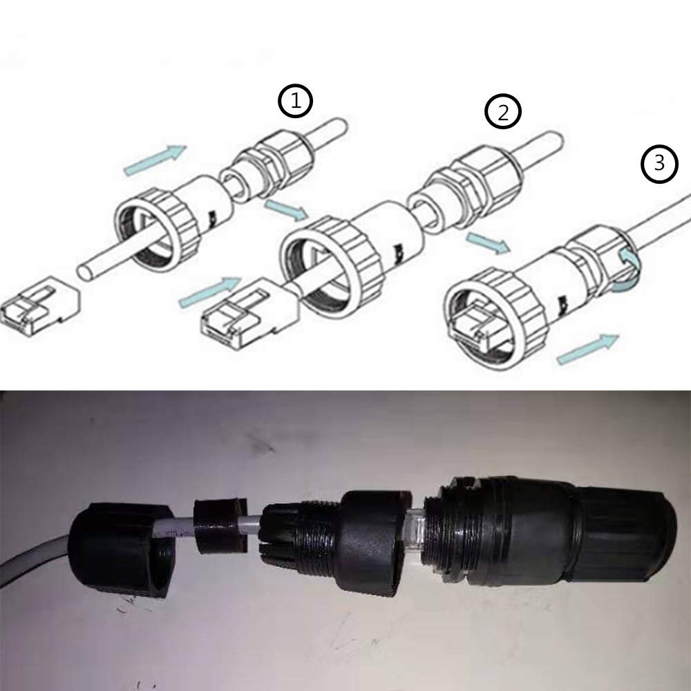Lot de 5 connecteurs M25AP2 blindés RJ45 étanches Cat5/5e/6 8P8C IP67 Ethernet LAN connecteur double tête adaptateur femelle vers femelle